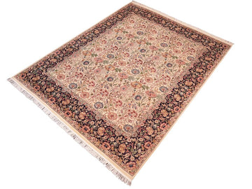 handmade Traditional Irfan Beige Blue Hand Knotted RECTANGLE 100% WOOL area rug 8x10
